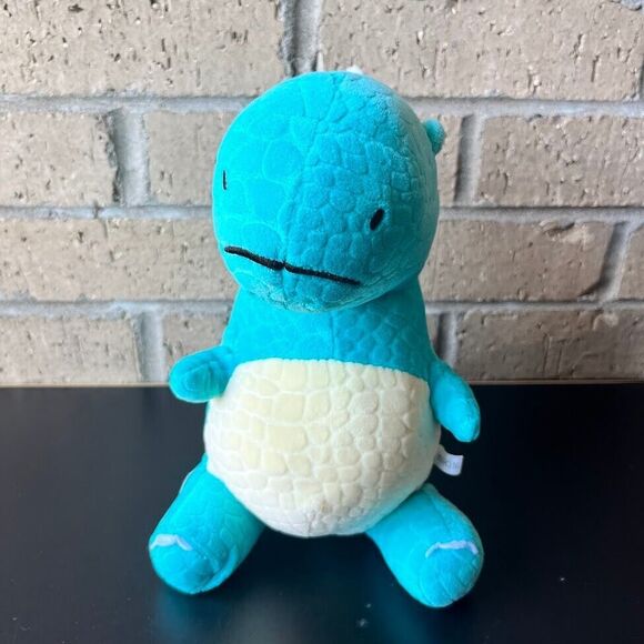 Kawaii Small Plush Dinosaur Backpack 9.25 in Turquoise White Stuffed Animal - Picture 3 of 12